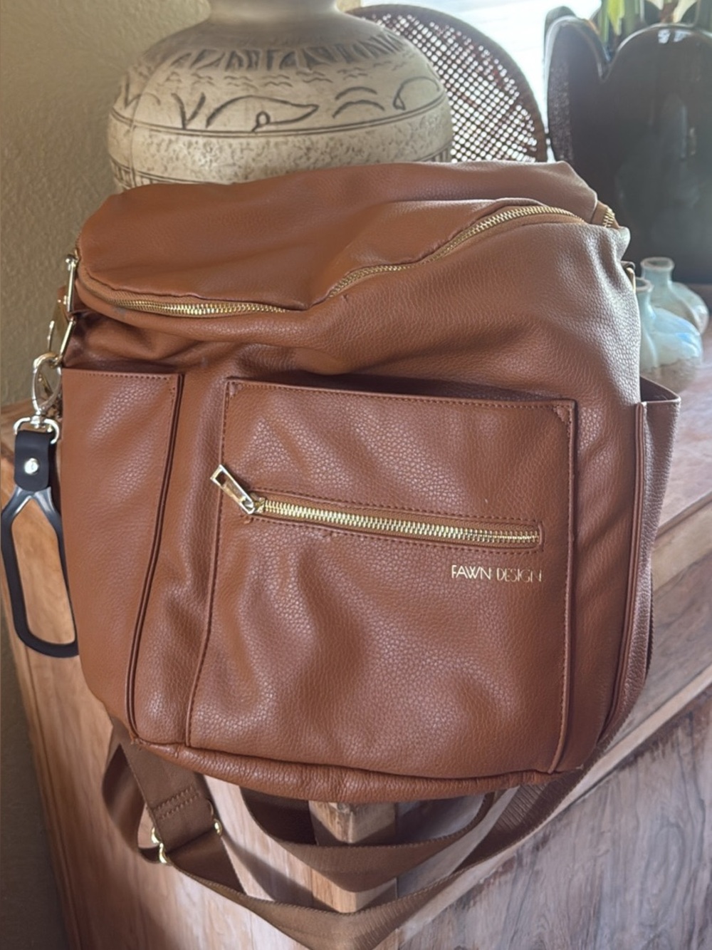 Fawn Design Men's Brown Leather Crossbody Bag